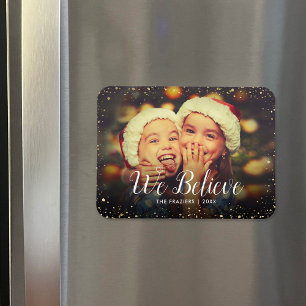 Vi tror   Glitz Faux Glitter Photo Overlay Magnet