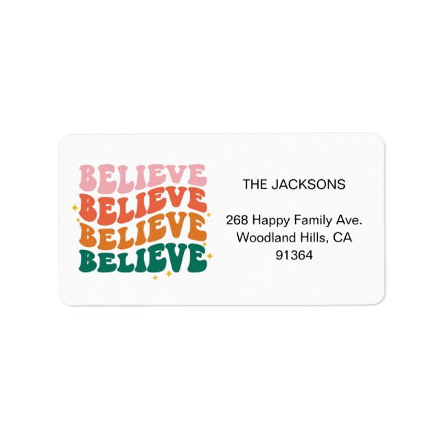 Vi tror på returadressen om julen i Jultomten Adressetikett (Framsidan)