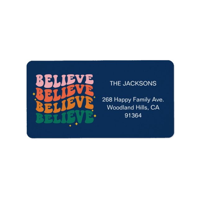 Vi tror på returadressen om julen i Jultomten Adressetikett (Framsidan)