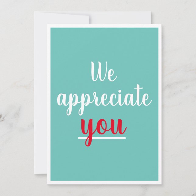 Vi uppskattar att du gillar Gesture Tack Teal Kort (Framsida)