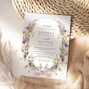 Vi uteslöt Modern Wildblommor Elopement Bröllop Inbjudningar