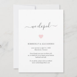 Vi uteslöt Rosa Heart Bröllop Elopement Meddelande