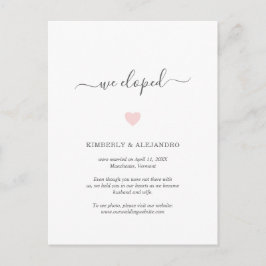 Vi uteslöt Rosa Heart Bröllop Elopement Meddelande Vykort