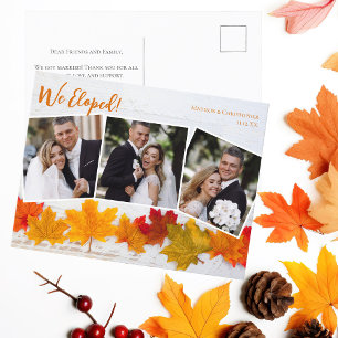 Vi utvandrade Fall Löv Newlyed Photo Collage Bröll Vykort