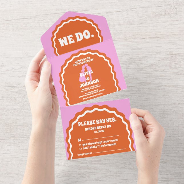 Vi Vågigt Orangen Retro för modern fetstilt Rosa   (Avrivbar del)