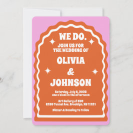Vi Vågigt Orangen Retro för modern fetstilt Rosa Inbjudningar