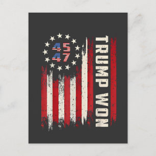 Vi Vann TRUMP INVIGNING Amerikansk Flagga Vykort