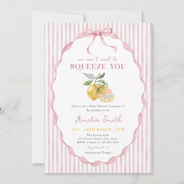 Vi väntar inte på att pressa dig citron baby showe inbjudningar (Framsida)