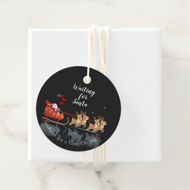 Vi väntar på Santa Ho! Ho! Ho! Winter Helgdag Gåvor Etiketter (På plats)