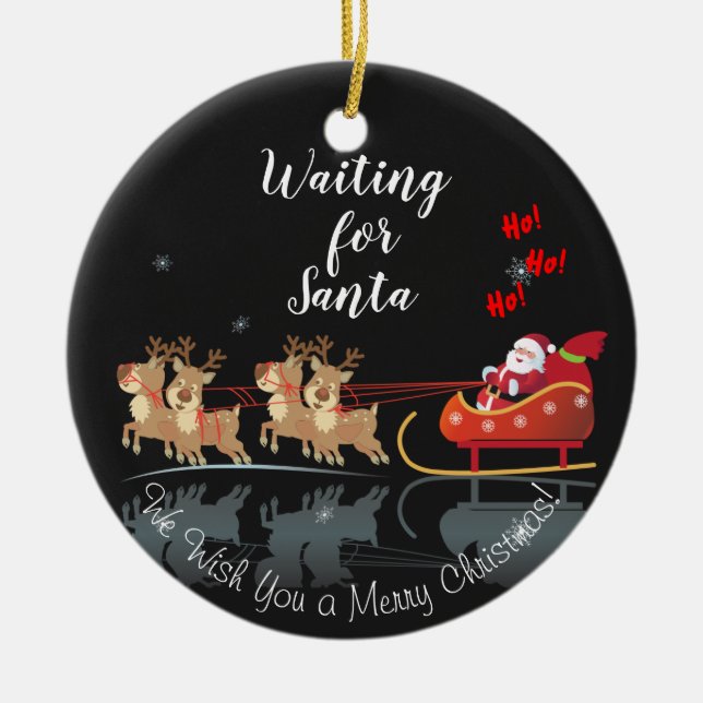 Vi väntar på Santa Ho! Ho! Ho! Winter-Helgdag Julgransprydnad Keramik (Framsidan)