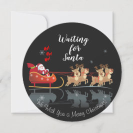 Vi väntar på Santa Ho! Ho! Ho! Winter Helgdag Julkort