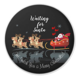 Vi väntar på Santa Ho! Ho! Ho! Winter Helgdag Knopp