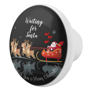 Vi väntar på Santa Ho! Ho! Ho! Winter Helgdag Knopp