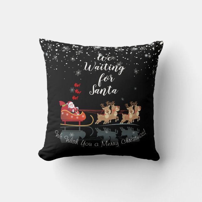Vi väntar på Santa Ho! Ho! Ho! Winter Helgdag Kudde (Framsida)