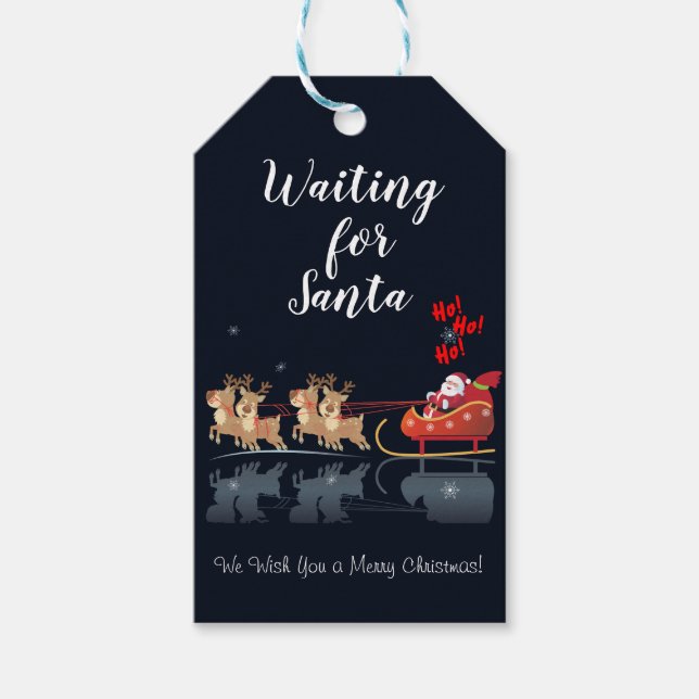 Vi väntar på Santa Ho! Ho! Ho! Winter Helgdag Presentetikett (Framsidan)