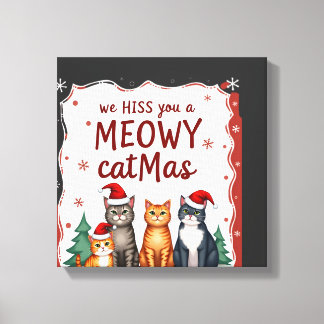 Vi väser er en mysig kattjulskatt Rolig katt jul f Canvastryck