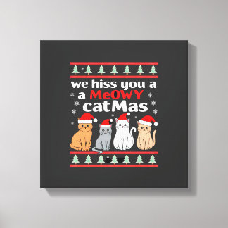Vi väsnar åt dig en mysig kattjulskatt Rolig katt  Canvastryck