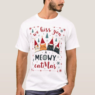 Vi väsnas åt dig en mysig kattjul Rolig katt jul f T Shirt
