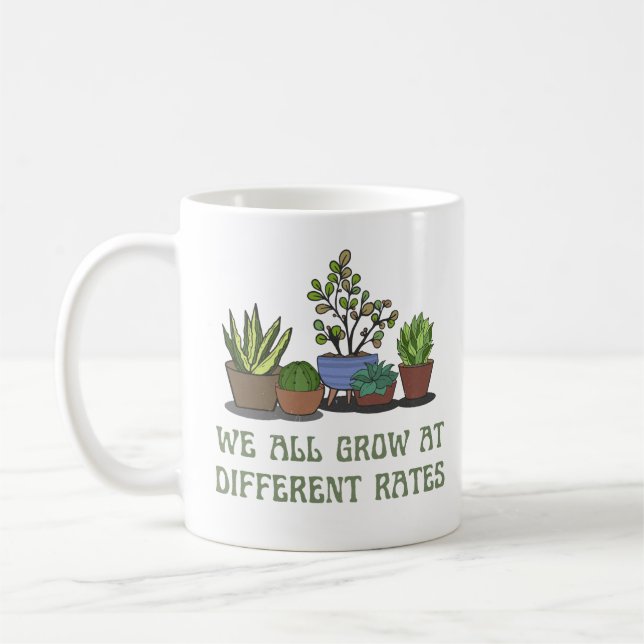 vi växer alla i olika takt växtälskare kaffemugg (Vänster)