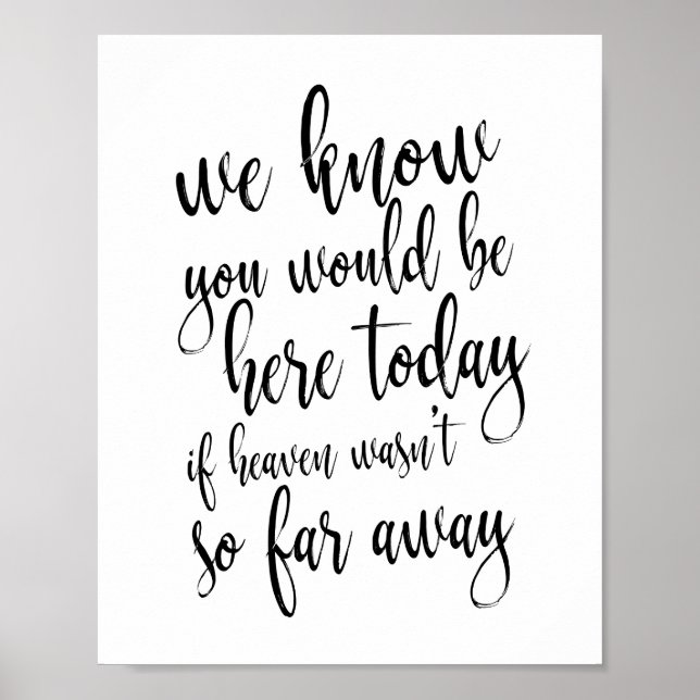 Vi vet att du skulle vara här i dag. Memorial Sign Poster (Framsidan)