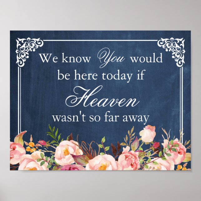 Vi vet att du skulle vara här med Blommigten Blue  Poster (Framsidan)