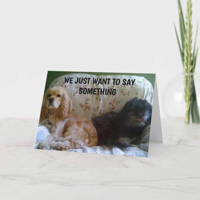 VI VILL BARA SÄGA GRATTIS PÅ FÖDELSEDAGEN KORT (Framsida)