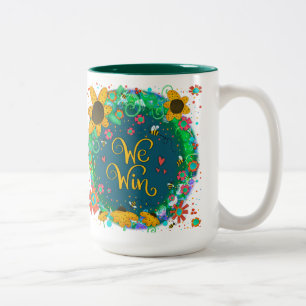 Vi vill ha Söt Blommigt Bumblebee Bled Quote Två-Tonad Mugg