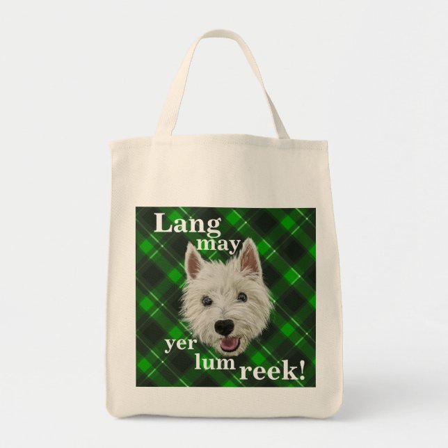 Vi Westie.Lang May Yer Lum Reek! Tygkasse (Framsidan)