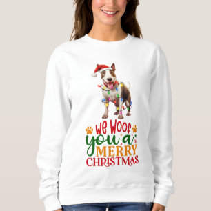 Vi Woof You A God jul Bull Terrier T Shirt