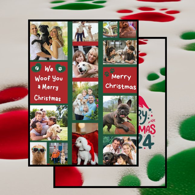 Vi Woof You a God jul Family Pet Photo Julkort (We Woof You a Merry Christmas Family Pet Photo Holiday Card)