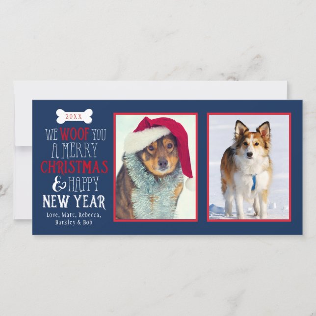 Vi Woof You A God jul Hund Pet Photocard Julkort (Framsida)