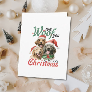 Vi Woof You a God jul Illustrated Hund Kort