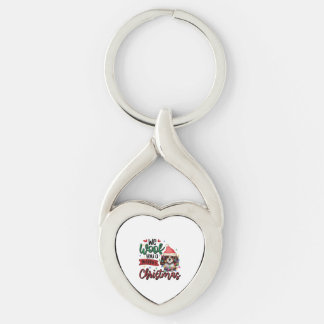 Vi Woof You a God jul - Lustigt spanskt Hund Twisted Heart Silverfärgad Nyckelring