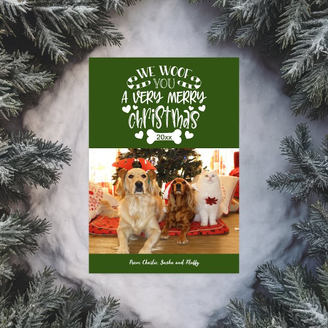 Vi Woof You A God jul Photo Helgdag Card Julkort (We Woof You A Merry Christmas Photo Holiday Card)