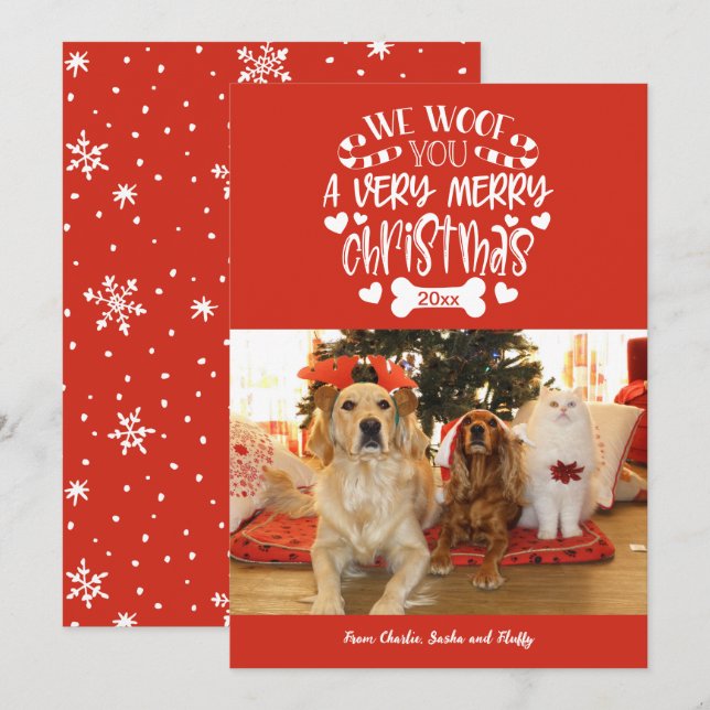 Vi Woof You A God jul Photo Julkort (Fram/baksida)