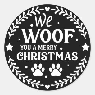 Vi Woof You a God jul Runt Klistermärke