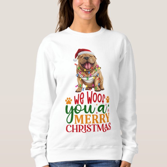 Vi Woof You A God jul Shar-Pei T Shirt (Framsida)