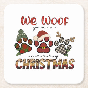 Vi Woof You A God jul Underlägg Papper Kvadrat