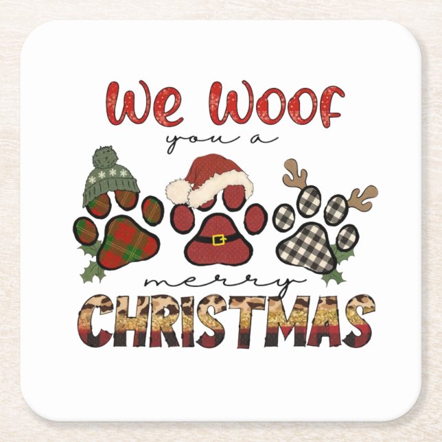 Vi Woof You A God jul Underlägg Papper Kvadrat (Framsidan)