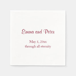 "Via all Eternity" Röd text Namn och datum Pappersservett