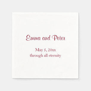 "Via all Eternity" Röd text Namn och datum Pappersservett