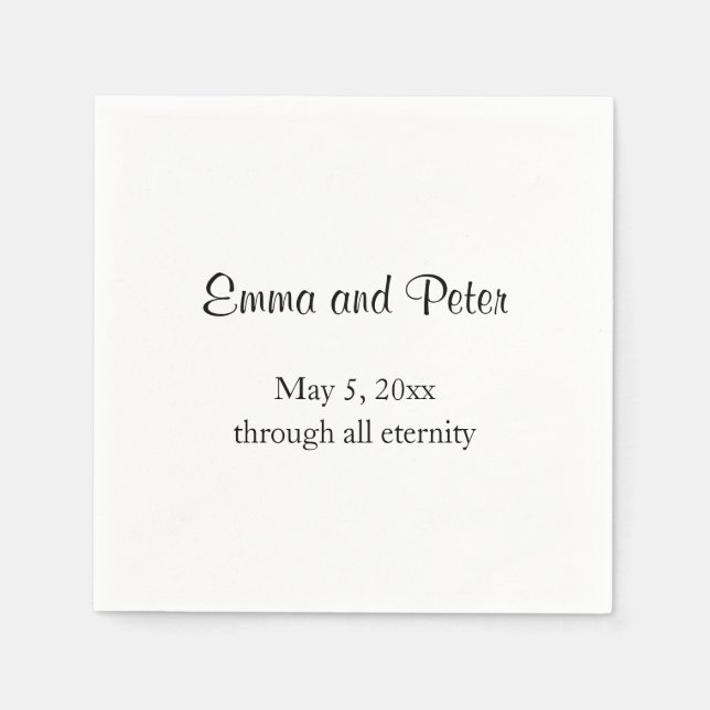 "Via all Eternity", svart text Namn och datum Pappersservett (Framsidan)