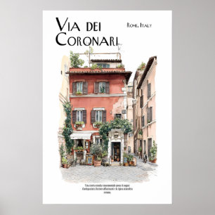 Via dei Coronari Affisch Rom Italien Gatukonst
