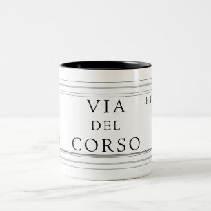 Via del Corso, undertecknar den Rome gatan Två-Tonad Mugg