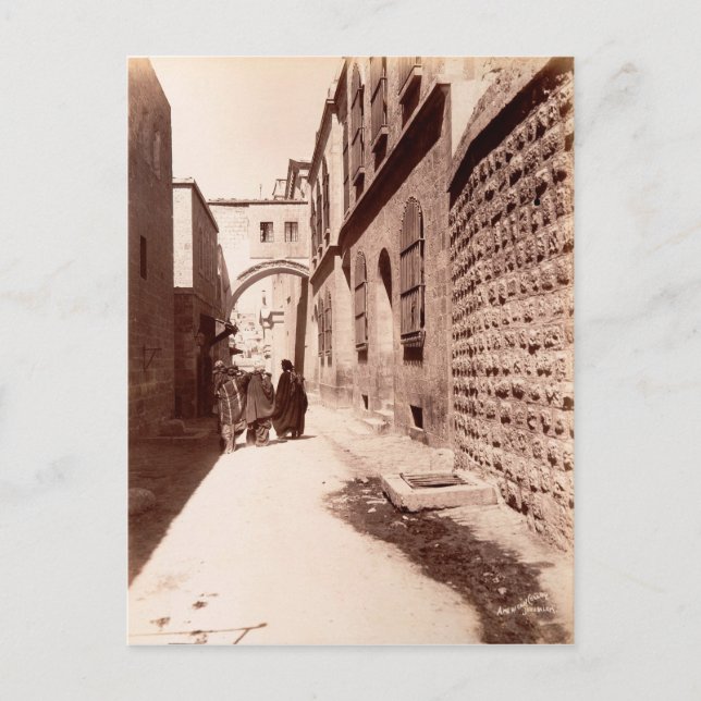 Via Dolorosa Street i Jerusalem Vykort (Framsida)