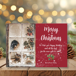 Via Frosted Windows och snö-foto Kort