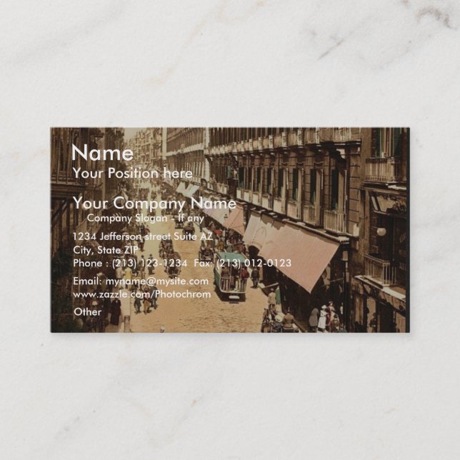 Via Roma, Neapel, klassisk Italien Visitkort (Framsida)