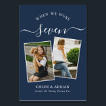 Via Years Modern, par Photo Bröllop Modern Bordsnummer<br><div class="desc">Kom ihåg och ha lite roligt med bordsnumren för bröllopsmottagning. Dessa eleganter, enkla bordsnummer, du kan välja att inkludera ett foto av bruden och brudgummen i samma ålder som bordsnumret, brudgummen och brudgummen namn och bröllop. Bakgrunden till färg är marinblå med vit text, men dessa kan ändras till vilken färg...</div>