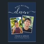 Via Years Modern, par Photo Bröllop Modern Bordsnummer<br><div class="desc">Kom ihåg och ha lite roligt med bordsnumren för bröllopsmottagning. Dessa eleganter, enkla bordsnummer, du kan välja att inkludera ett foto av bruden och brudgummen i samma ålder som bordsnumret, brudgummen och brudgummen namn och bröllop. Bakgrunden till färg är marinblå med vit text, men dessa kan ändras till vilken färg...</div>