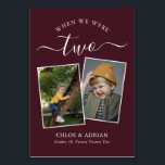 Via Years Modern, par Photo Bröllop Modern Bordsnummer<br><div class="desc">Kom ihåg och ha lite roligt med bordsnumren för bröllopsmottagning. Dessa eleganter, enkla bordsnummer, du kan välja att inkludera ett foto av bruden och brudgummen i samma ålder som bordsnumret, brudgummen och brudgummen namn och bröllop. Bakgrunden färg är burgandy med vit text, men dessa kan ändras till vilken färg som...</div>